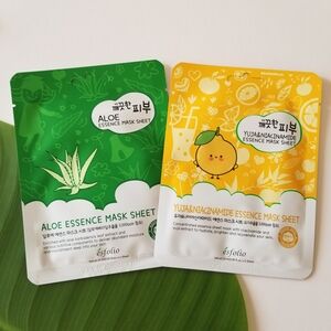 ⭐Esfolio Sheet Masks Aloe Yuja And Niacinamide Hyaluronic Acid With Peach 2pk